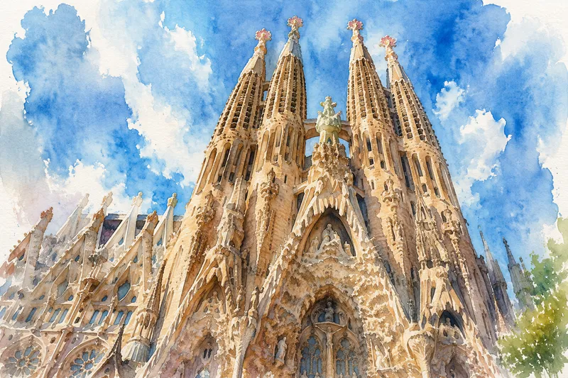 Sagrada Familia kirkon yksityiskohtainen julkisivu