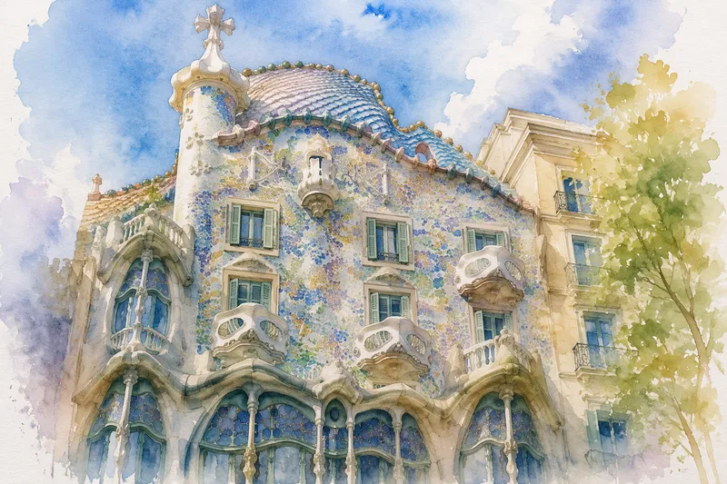 Casa Batllón värikäs ja aaltoileva julkisivu