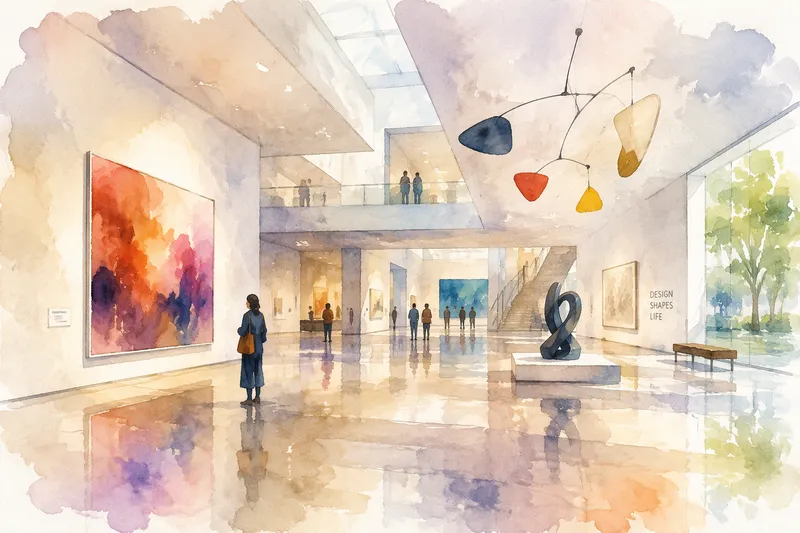 Moderni museotila Lontoon Design-museossa