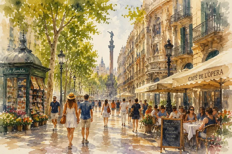 Vilkas kävelykatu Barcelonassa