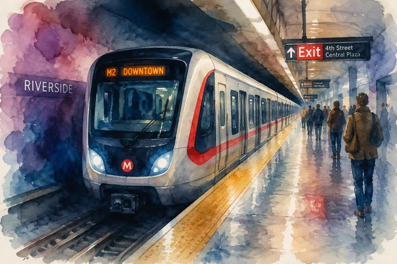 Moderni metro saapumassa asemalaiturille Moderni metro saapumassa asemalaiturille