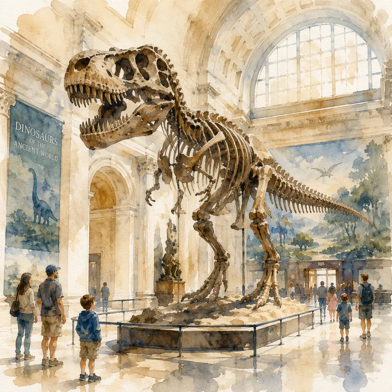 Dinosauruksen luuranko esillä luonnontieteellisen museon näyttelyssä
