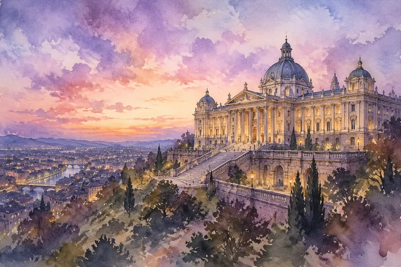Palau Nacional ja näkymä Montjuicilta
