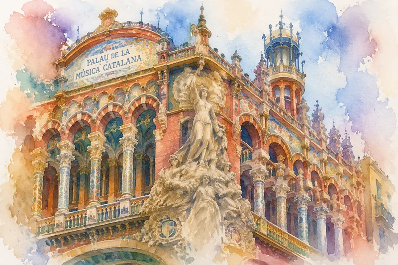 Palau de la Música Catalanan upea modernistinen julkisivu