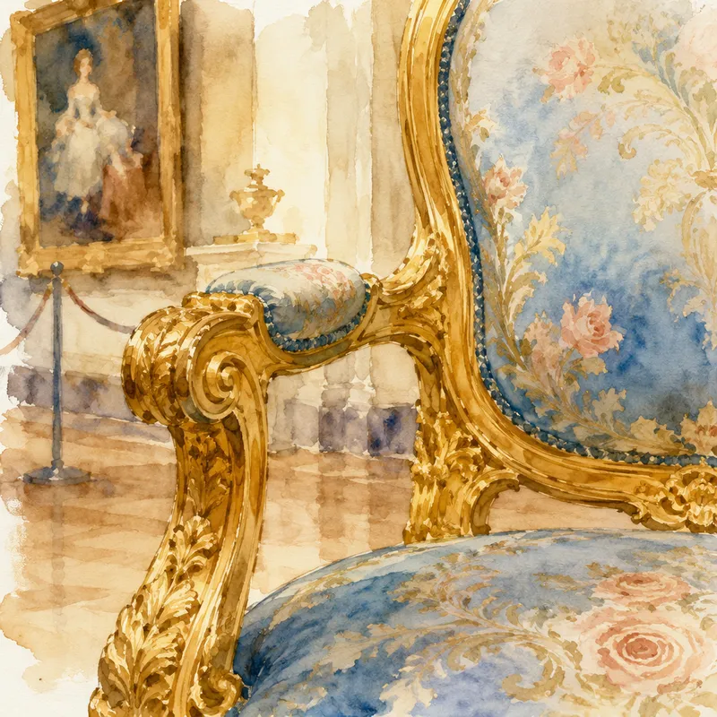 Upea 1700-luvun historiallinen huonekalu museossa Upea 1700-luvun historiallinen huonekalu museossa